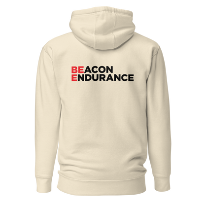 BE Hoodie / Back Logo  (Unisex, White/Bone/Grey)