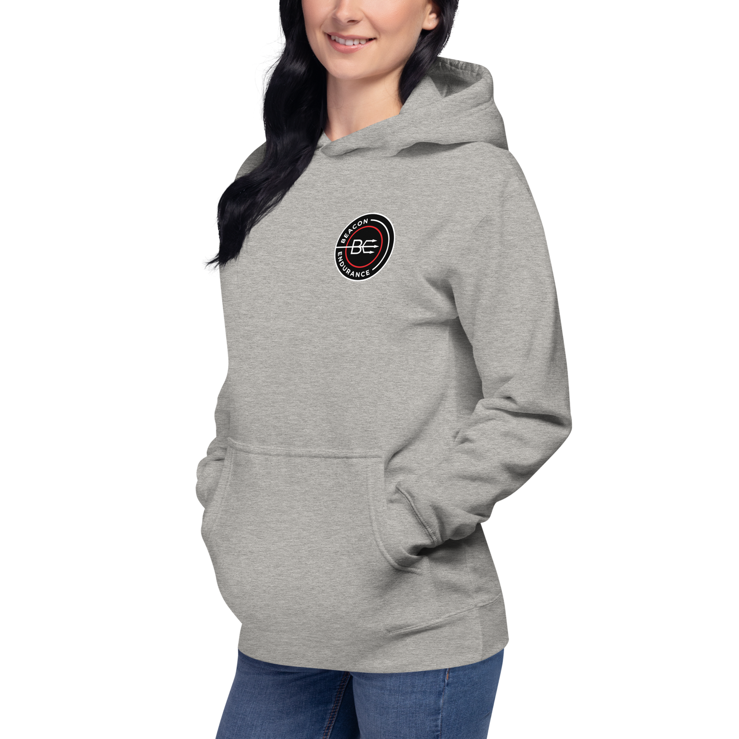 BE Hoodie / Back Logo  (Unisex, White/Bone/Grey)
