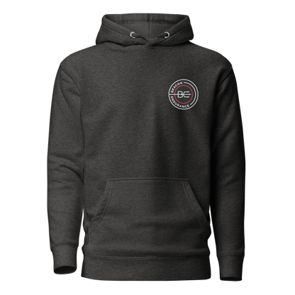 BE Hoodie / Back Logo (Unisex, Red/Black/Charcoal)