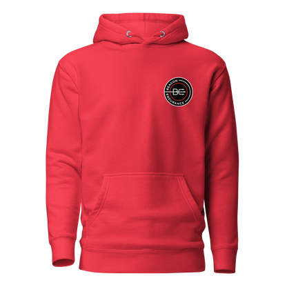 BE Hoodie / Back Logo (Unisex, Red/Black/Charcoal)