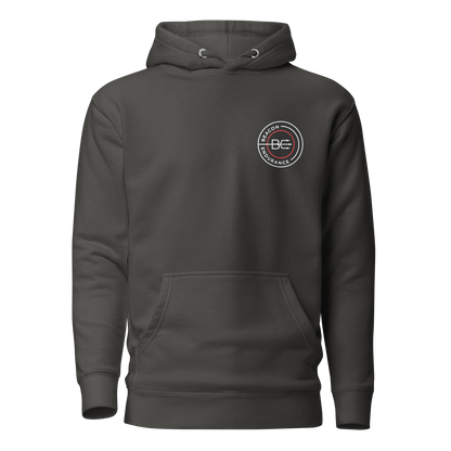 BE Hoodie / Back Logo (Unisex, Red/Black/Charcoal)