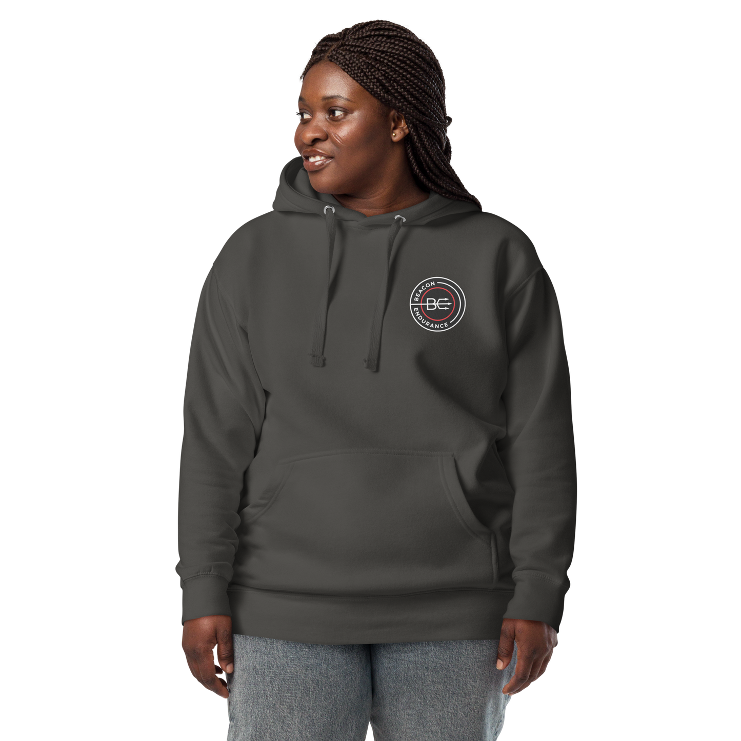 BE Hoodie / Back Logo (Unisex, Red/Black/Charcoal)