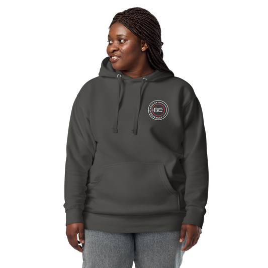 BE Hoodie / Back Logo (Unisex, Red/Black/Charcoal)