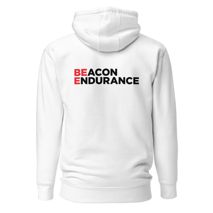 BE Hoodie / Back Logo  (Unisex, White/Bone/Grey)