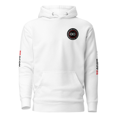 BE Hoodie / Sleeve Logo (Unisex, White/Bone/Grey)